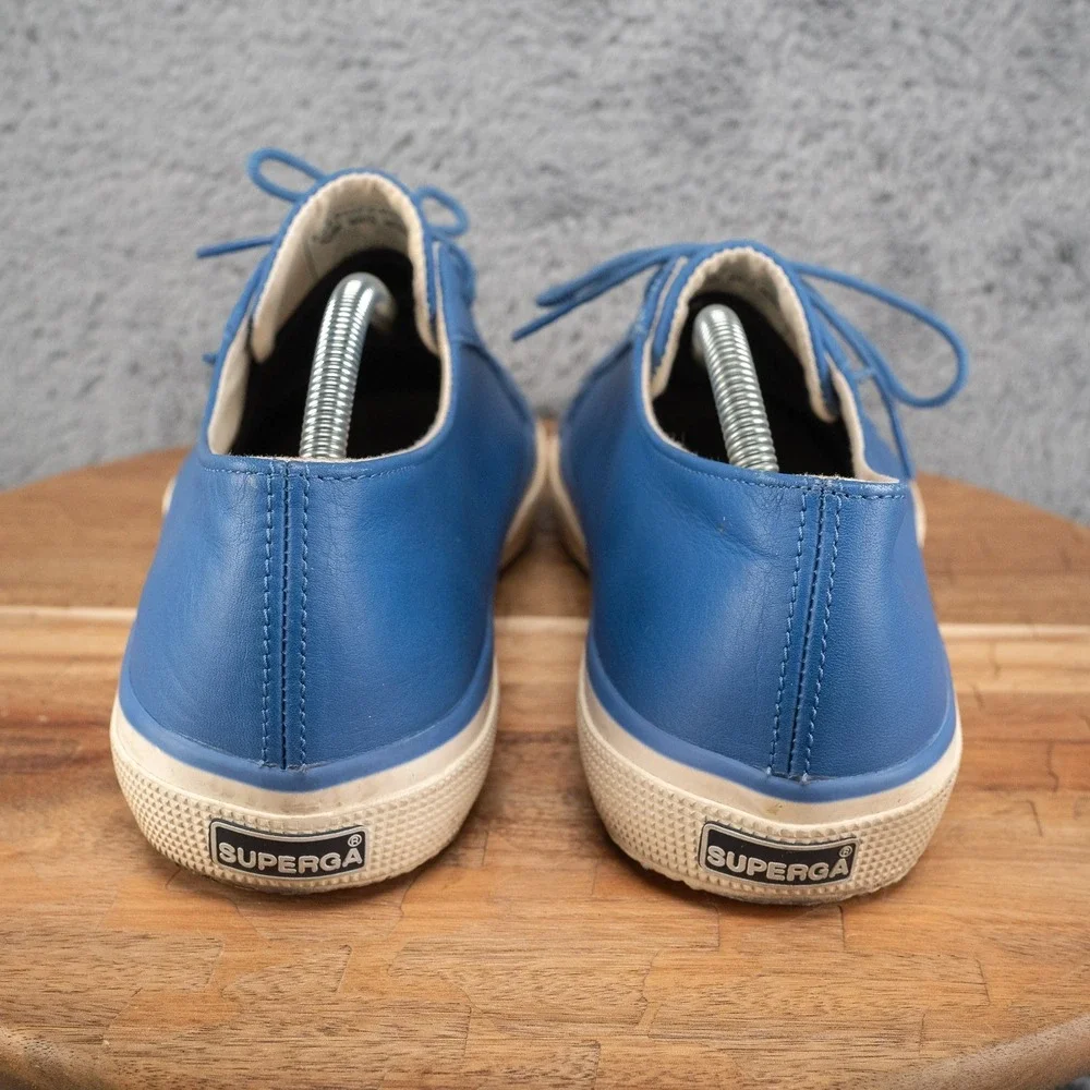 Superga Mena 11.5 Low Top Classic Sneakers Leather Blue Summer Boat Shoe